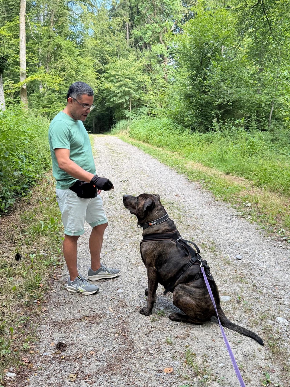 Mike con un perro en el Sozialwalk